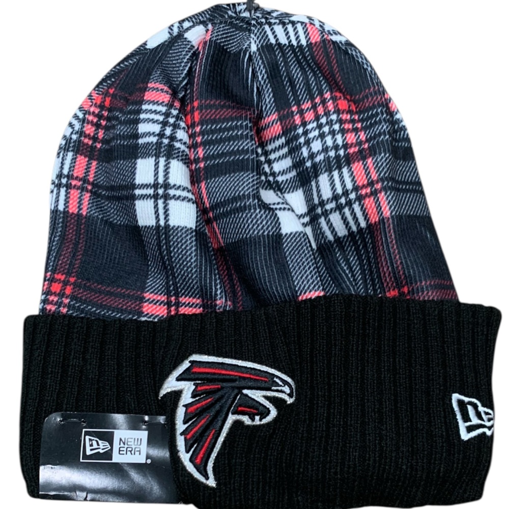 New Era Black and Red Checkered Atlanta staement cuffed Falcons beanie hat men’s